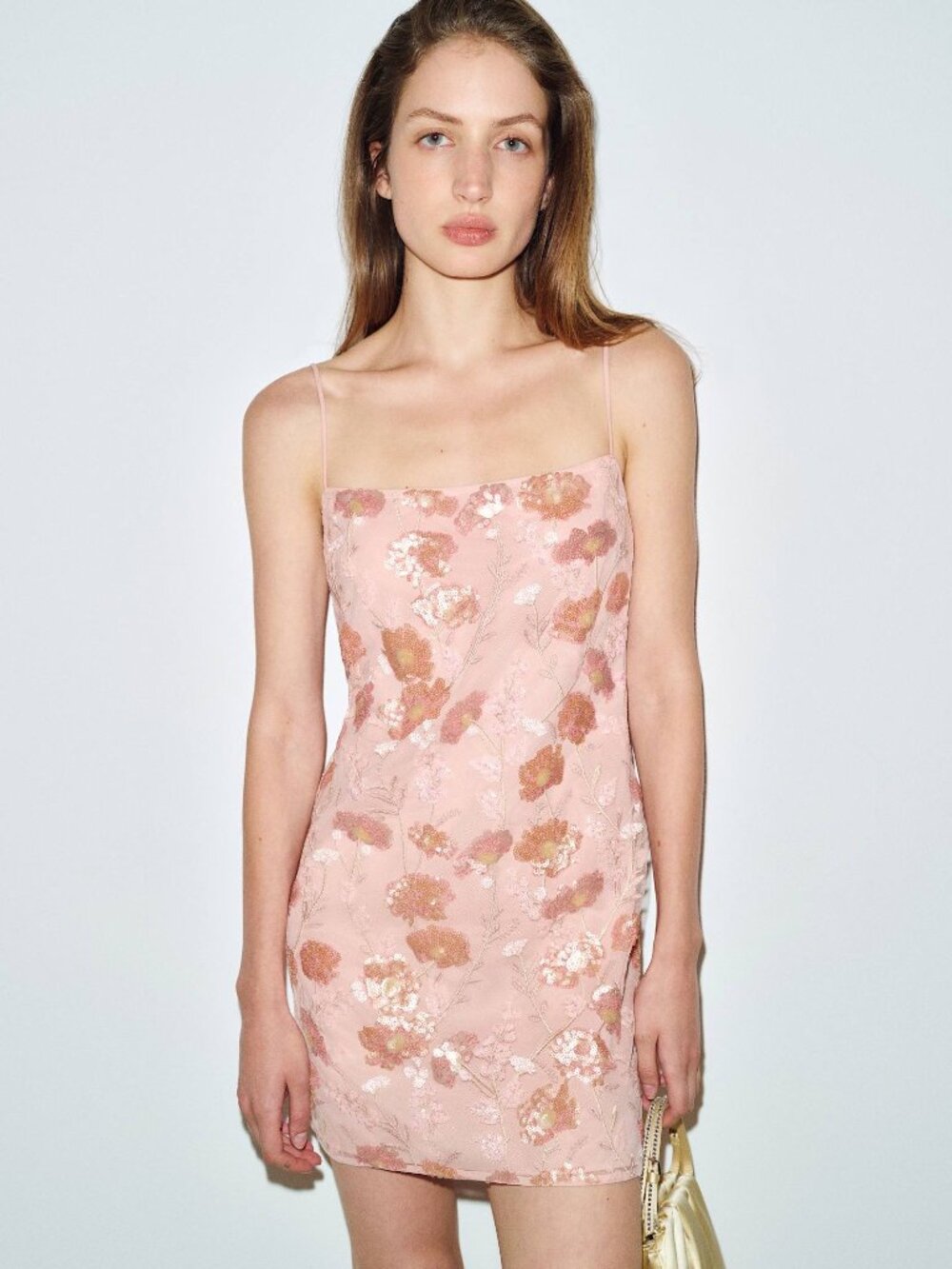 Reformation Madi Dress NWT Apricot Blush Sequin Mini, Size 10